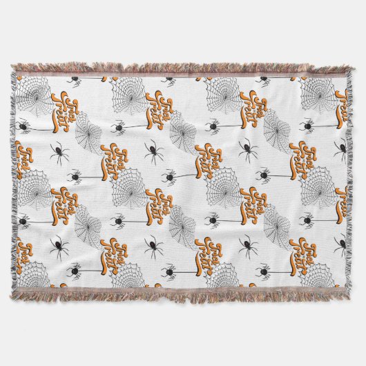 トリックまたはトリートタイポグラフィ（スパイダパターンID680） スローブランケット (正面)