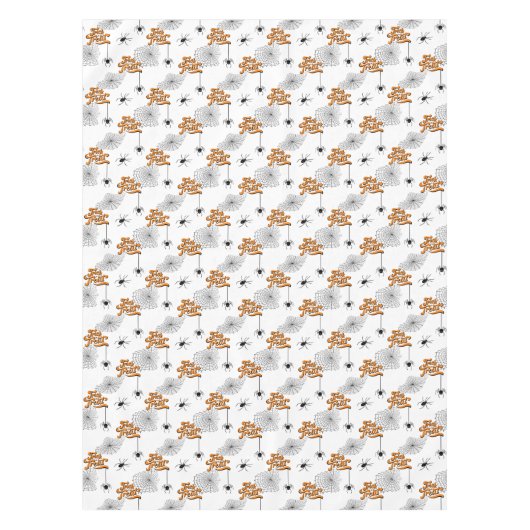 トリックまたはトリートタイポグラフィ(スパイダパターンID680) テーブルクロス (正面)