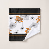 トリックまたはトリートタイポグラフィ(スパイダパターンID680) バスタオルセット (ウォッシュタオル)