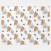 トリックまたはトリートタイポグラフィ（スパイダパターンID680） フリースブランケット (正面(横))