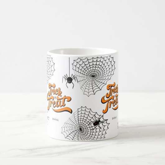 トリックまたはトリートタイポグラフィ(Spiders ID680) コーヒーマグカップ (中央)