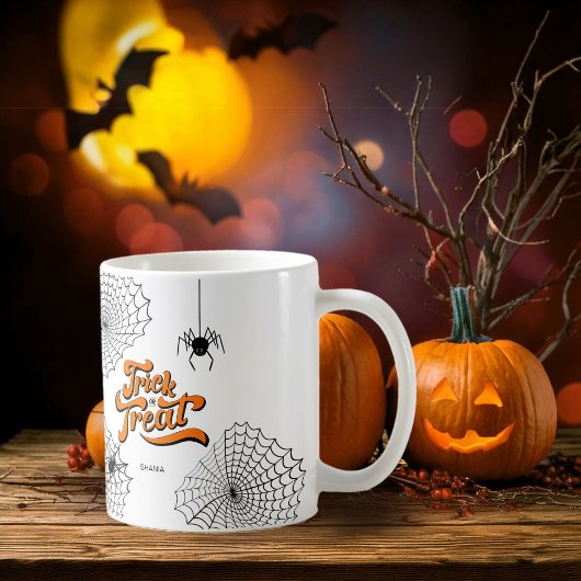 トリックまたはトリートタイポグラフィ(Spiders ID680) コーヒーマグカップ