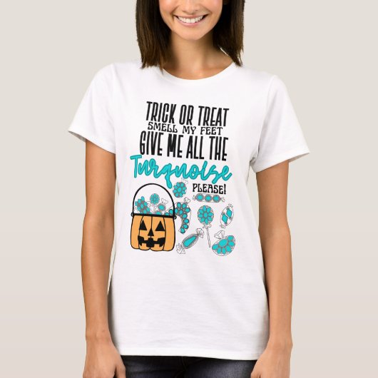 トリックまたはトリートターコイズ Tシャツ (正面)