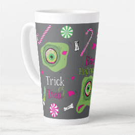 トリックまたはトリートハッピーハローウィン甘い死+キャンディ カフェラテマグ