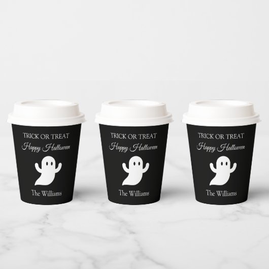 トリックまたはトリートハロウィン不気味幽霊かわいい黒 紙コップ (複数)