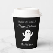 トリックまたはトリートハロウィン不気味幽霊かわいい黒 紙コップ (裏面)