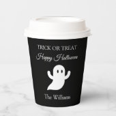 トリックまたはトリートハロウィン不気味幽霊かわいい黒 紙コップ (正面)