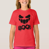 トリックまたはトリートハロウィーンの不気味なおもしろい顔Tシャツ Tシャツ (正面)