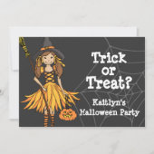 トリックまたはトリートハロウィーンガールズパーティの招待状 招待状 (正面)