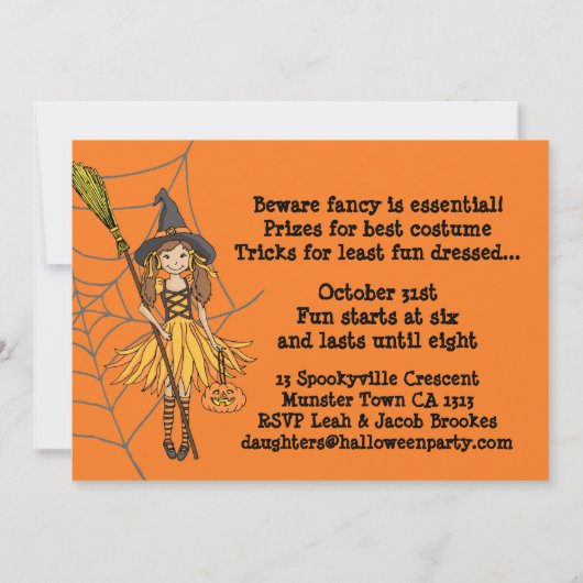 トリックまたはトリートハロウィーンガールズパーティの招待状 招待状 (裏面)