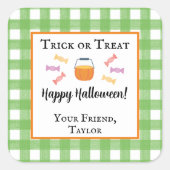 トリックまたはトリートハロウィーンキャンディギフトラベルステッカー スクエアシール (正面)