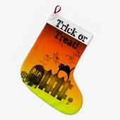 トリックまたはトリートハロウィーンキャンディロットバッグ ラージクリスマスストッキング (正面 (吊り時))