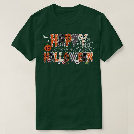 トリックまたはトリートハロウィーンシャツパンプキンハッピーハロ Tシャツ (デザイン正面)