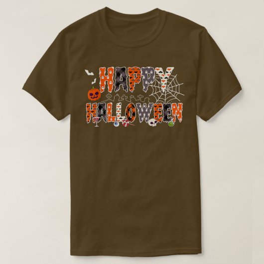 トリックまたはトリートハロウィーンシャツパンプキンハッピーハロ Tシャツ (デザイン正面)