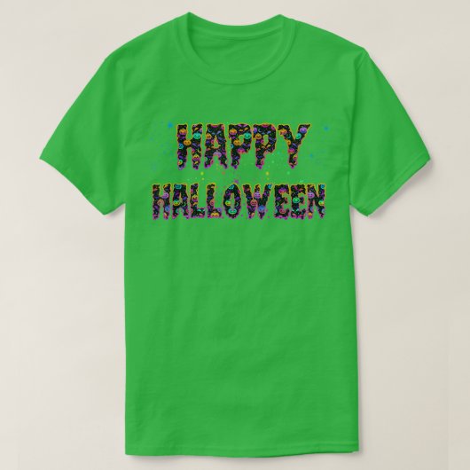 トリックまたはトリートハロウィーンシャツパンプキンハッピーハロ Tシャツ (デザイン正面)