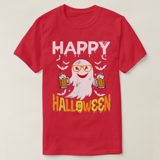 トリックまたはトリートハロウィーンシャツ幽霊カボチャハッピン Tシャツ (デザイン正面)