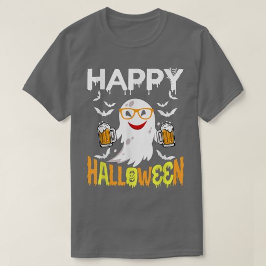 トリックまたはトリートハロウィーンシャツ幽霊カボチャハッピン Tシャツ (デザイン正面)