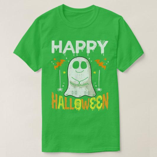 トリックまたはトリートハロウィーンシャツ幽霊カボチャハッピン Tシャツ (デザイン正面)