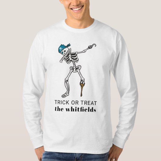 トリックまたはトリートハロウィーンダビング海賊カスタム Tシャツ (正面)
