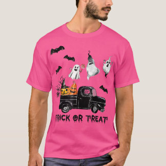 トリックまたはトリートハロウィーントラックモンスター幽霊こうもりP Tシャツ