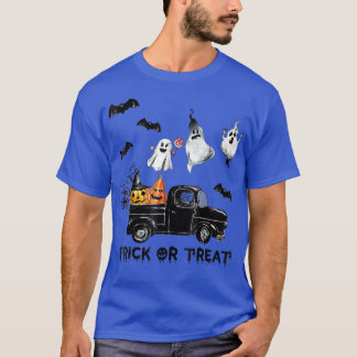 トリックまたはトリートハロウィーントラックモンスター幽霊こうもりP Tシャツ