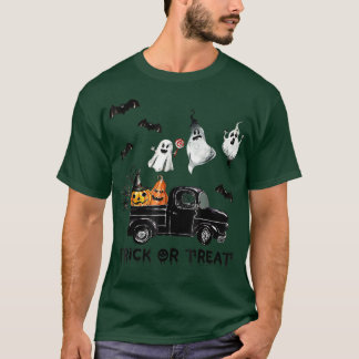 トリックまたはトリートハロウィーントラックモンスター幽霊こうもりP Tシャツ