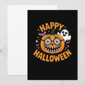 トリックまたはトリートハロウィーンパンプキンハッピーハローウィン 招待状 (正面/裏面)