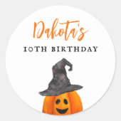 トリックまたはトリートハロウィーンパンプキン誕生日の好意 ラウンドシール (正面)