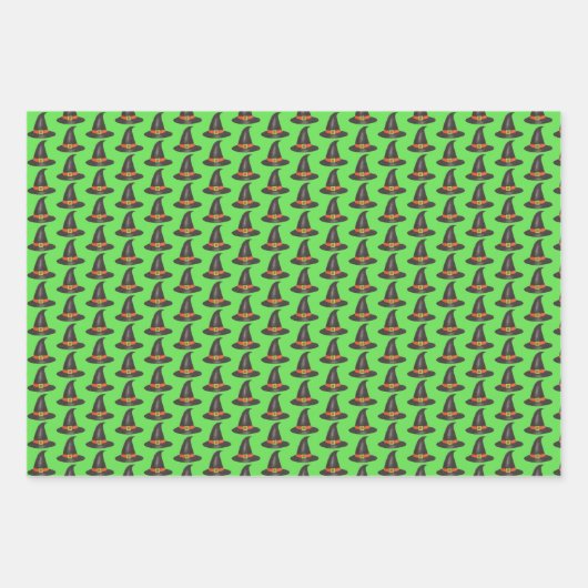 トリックまたはトリートハロウィーンプリントカボチャこうもりウィッチ ラッピングペーパーシート (正面3)