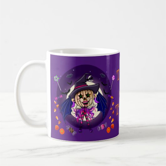 トリックまたはトリートハロウィーンマグ コーヒーマグカップ (左)