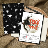 トリックまたはトリートハロウィーンヴィンテージ飛んでいる魔女 招待状