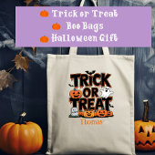 トリックまたはトリートハロウィーン幽霊パンプキンパーソナライズ トートバッグ