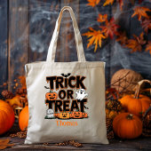 トリックまたはトリートハロウィーン幽霊パンプキンパーソナライズ トートバッグ
