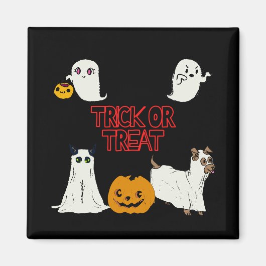 トリックまたはトリートハロウィーン幽霊 マグネット (正面)