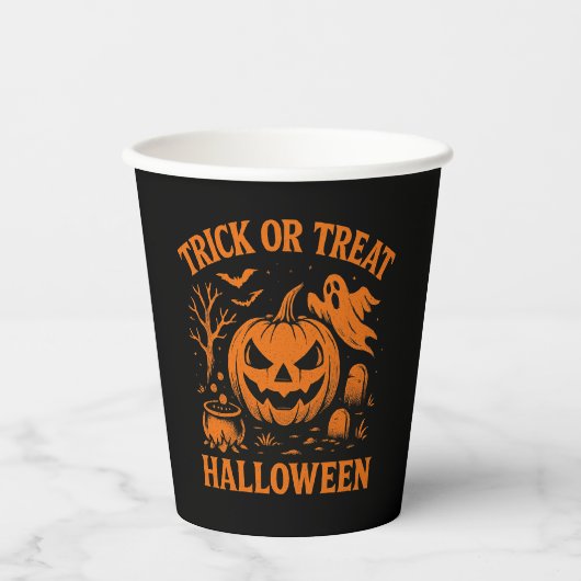 トリックまたはトリートハロウィーン紙カップ 紙コップ (正面)