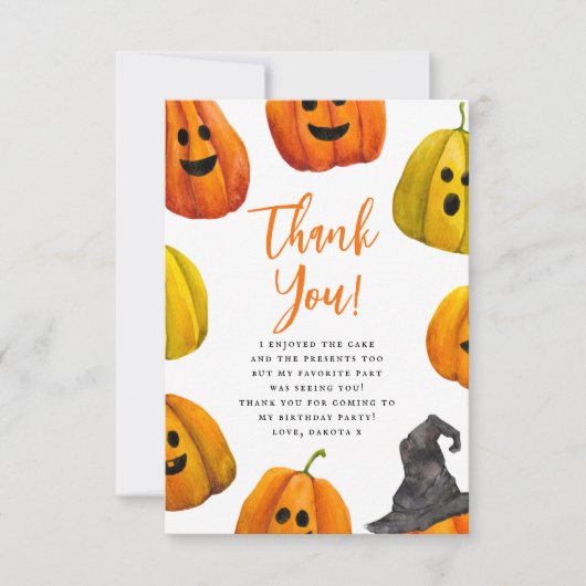 トリックまたはトリートハロウィーン誕生日ありがとう サンキューカード (正面)