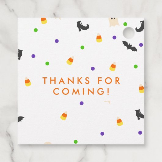 トリックまたはトリートハロウィーン誕生日をテーマにしたメッセージカード フェイバータグ (裏面)