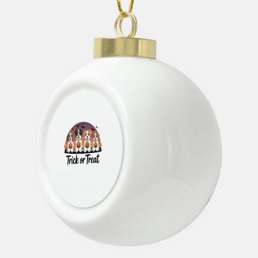 トリックまたはトリートハロウィーン セラミックボールオーナメント (右)