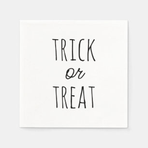 トリックまたはトリートハロウィーン 白黒不気味 スタンダードカクテルナプキン