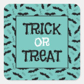 トリックまたはトリートハローウィンパーティこうもり スクエアシール (正面)