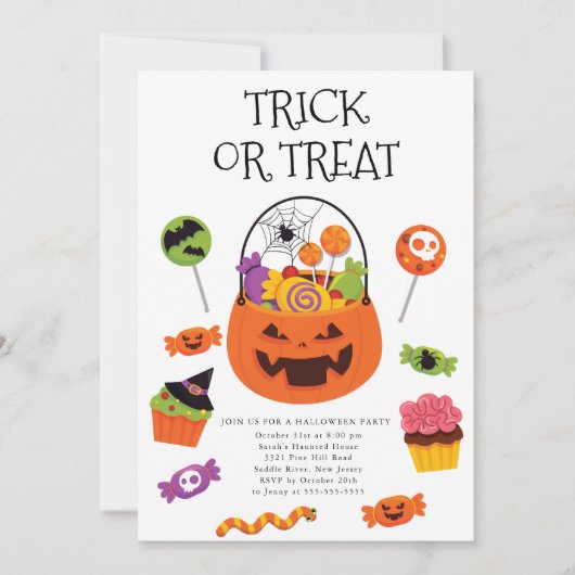トリックまたはトリートハローウィンパーティ 招待状 (正面)