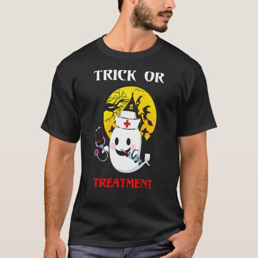 トリックまたはトリートメントハロウィーン Tシャツ (正面)