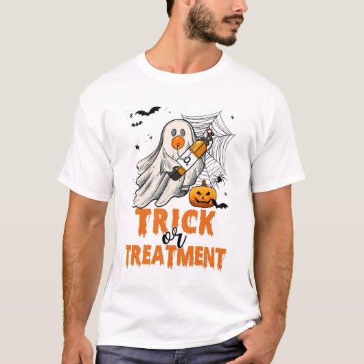 トリックまたはトリートメント呼吸セラピストハロウィーン Tシャツ (正面)