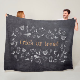 トリックまたはトリートヴィンテージのChalkboardハロウィーン フリースブランケット