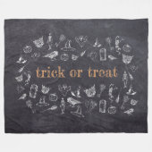 トリックまたはトリートヴィンテージのChalkboardハロウィーン フリースブランケット (正面(横))