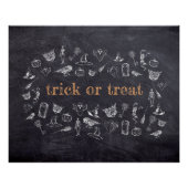 トリックまたはトリートヴィンテージのChalkboardハロウィーン ポスター (正面)