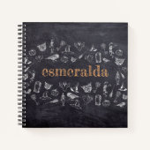 トリックまたはトリートヴィンテージのChalkboard名ハロウィーン ノートブック (正面)