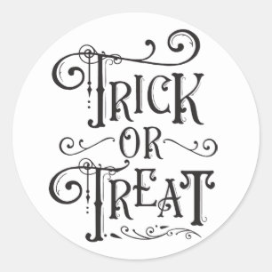 トリックまたはトリートヴィンテージタイポグラフィ型ハロウィーン ラウンドシール