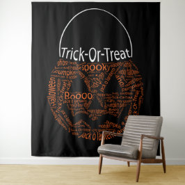 トリックまたはトリート不気味ハロウィーンパンプキンタイポグラフィ タペストリー