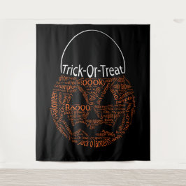 トリックまたはトリート不気味ハロウィーンパンプキンタイポグラフィ タペストリー